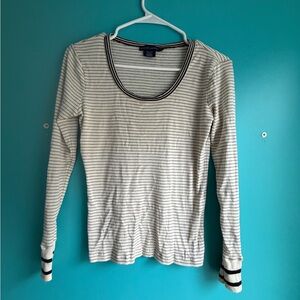 Ralph Lauren Black and White Striped Long Sleeve Top